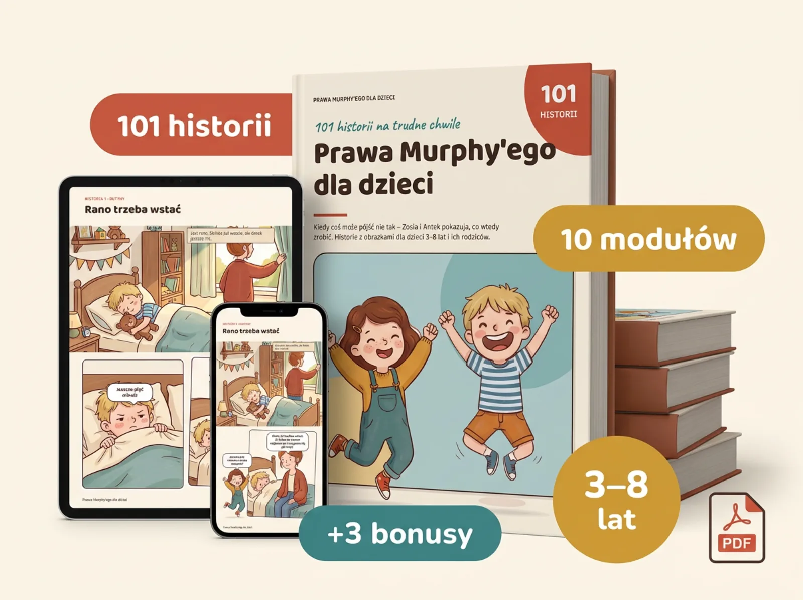 Prawa Murphy'ego dla dzieci — historyjki obrazkowe na tablecie i telefonie